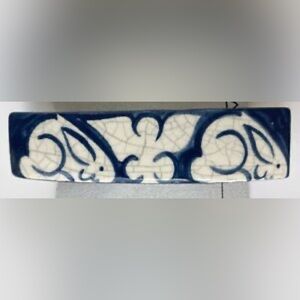 Dedhamware Pottery Crackle Glaze Hair Clip Designs By Anna Bunny Rabbits Dedham